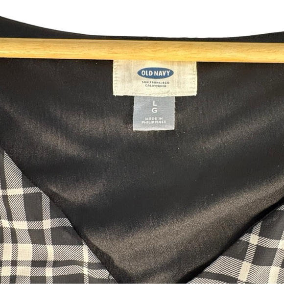 Old Navy Plaid Babydoll Dress Womens Large Black White Grunge Dark Academia - Picture 6 of 8